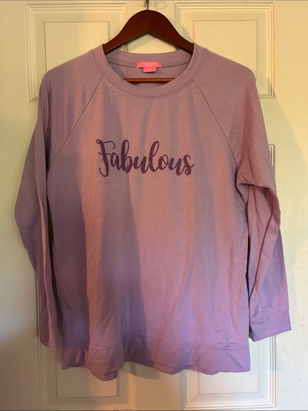 Isaac Mizrahi Lavender Glitter "Fabulous" Sweatshirt